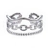 Non-Tarnish 304 Stainless Steel Cable Chain Open Cuff Ring RJEW-T023-40P-1