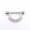 304 Stainless Steel Clear Cubic Zirconia Flat Round Nipple Rings WG994A5-11-1