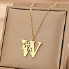 Flower Letter Stainless Steel Initial Pendant Necklaces for Women Men FS-WGF85E2-07-1