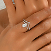 Brass Micro Pave Cubic Zirconia Adjustable Open Cuff Rings for Women YP6929-2-1