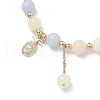Natural White Jade Imitation Morganite Beads Round Beaded Bracelets BJEW-JB11933-02-3