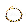 Medieval-Style Alloy Pave Colorful Resin Round Link Chain Choker Necklaces for Women FS-WG60C09-02-2