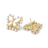 Long-Lasting Plated Brass Stud Earrings with Plastic Pearl for Women EJEW-A088-05G-2