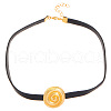 Spiral Alloy Black Imitation Leather Cord Choker Necklaces for Women FS-WG641D5-03-1