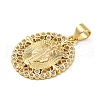 Rack Plating Brass Micro Pave Clear Cubic Zirconia Pendants KK-M258-03G-2