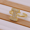 Brass Micro Pave Clear Cubic Zirconia Initial Cuff Rings FS-WGB210B-10-1