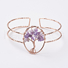 Natural Gemstone Chip Bead Cuff Bangles BJEW-L624-A-2