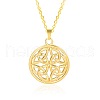201 Stainless Steel Flat Round with Viking Knot Pendant Necklaces for Women Men FS-WGDB207-02-2