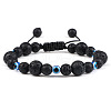 Round Natural Lava Rock Braided Beaded Bracelets XM7085-3-1