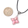 Dyed Synthetic Imperial Jasper & Glass Seed Beaded Star Pendant Black Waxed Cotton Cord Necklaces NJEW-MZ00109-04-3