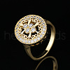 Oval Brass Micro Pave Clear Cubic Zirconia Finger Rings for Women FS-WGE5686-04-2