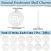 Beebeecraft 24Pcs 12 Styles 12 Constellation Natural Freshwater Shell Hollower Flat Round Charms SHEL-BBC0001-12-2