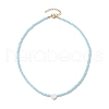Glass Beads with Shell Heart  Necklaces NJEW-JN04681-01-4