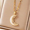 Minimalist Brass Sparkling Clear Cubic Zirconia Moon Pendant Necklaces MH1513-1-2