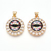 Brass Micro Pave Clear Cubic Zirconia Pendants for Women KK-T070-92A-03-1