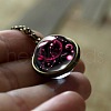 Double Glass Round with Constellation Pendant Alloy Chain Necklaces WG188F6-12-1