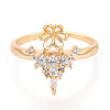 Crown Brass Micro Pave Clear Cubic Zirconia Cuff Ring Settings KK-T076-24G-2