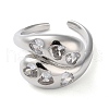 Eco-Friendly Brass Micro Pave Clear Cubic Zirconia Open Cuff Ring for Women RJEW-A025-04P-01-2