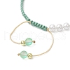 Shell Pearl Beads & Synthetic Moonstone Round Beads Braided Bracelets BJEW-JB11877-4