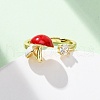 Brass Micro Pave Cubic Zirconia Open Cuff Rings for Women RJEW-U057-26G-01-2