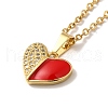 Clear Cubic Zirconia Heart with Enamel Pendant Necklace & Stud Earrings SJEW-M099-02G-3