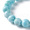 Natural Larimar Round Beaded Stretch Bracelet BJEW-A120-01E-4