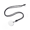 Natural Quartz Crystal Flat Round with Tree of Life Pendant Necklace with Nylon Cord for Women NJEW-P274-03-07-2