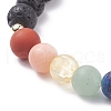 Natural Lava Rock & Mixed Stone Stretch Bracelet BJEW-JB07999-4