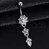 Piercing Jewelry Alloy Rhinestone Split Flower Navel Ring Belly Rings WG05686-01-1