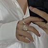 Heart Pattern 925 Sterling Silver Adjustable Cuff Rings for Women FS-WGE75B8-01-3