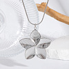 Flower Stainless Steel Stud Earrings & Pendant Necklaces & Rings Sets for Women AN3798-1-3