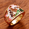 Flower Pattern Brass Enamel Finger Rings FS-WGFE972-02-3