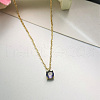 Fashionable Stainless Steel Rhinestone Flat Round Pendant Necklaces for Women QF8885-6-1
