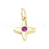 Cross Charms Rack Plating Brass Cubic Zirconia KK-M293-20G-02-1