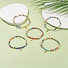 Millefiori Glass Beaded Stretch Bracelet with 304 Stainless Steel Cross Charm for Women BJEW-JB08521-2