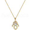 Brass Pave Clear Cubic Zirconia Girl Pendant Necklaces FS-WG30BB7-01-6