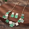 Square Zinc Alloy Enamel Pendant Necklaces & Stud Dangle Earrings Sets FS-WG2E030-03-1