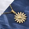 Heart Flower 304 Stainless Steel Pendant Necklaces NJEW-M096-11G-5