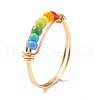 Rainbow Color Glass Seed Braided Bead Finger Ring RJEW-TA00055-6