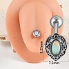 Teardrop 304 Stainless Steel Rhinestone Straight Barbell 15 Gauge Piercing Tongue Rings for Women Men WG68BAB-06-1
