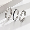 3Pcs Hollow Out 304 Stainless Steel Micro Pave Clear Cubic Zirconia with Enamel Finger Rings FS-WGFDE09-11-1