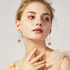FIBLOOM 4 Pair 4 Style Resin Petal & Sakura Flower Dangle Stud Earrings EJEW-FI0003-15-5