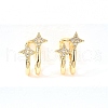 Brass Micro Pave Clear Cubic Zirconia Cuff Earrings EJEW-F370-04G-4