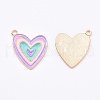 Light Gold Plated Alloy Enamel Pendants X-ENAM-R136-50-2