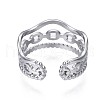 Non-Tarnish 304 Stainless Steel Cable Chain Open Cuff Ring RJEW-T023-40P-2