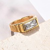 304 Stainless Steel Glass Rectangle Finger Rings RJEW-Q012-11G-3