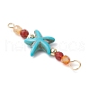 Summer Beach Dyed Synthetic Turquoise Connector Charms PALLOY-JF03746-02-4