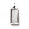 Brass Pave Natural Shell Rectangle Charms KK-P308-03P-1