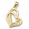 Brass Micro Pave Clear Cubic Zirconia Pendants ZIRC-A013-12G-2
