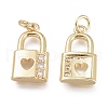 Brass Micro Pave Clear Cubic Zirconia Pendants KK-O127-07G-2